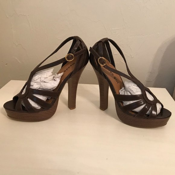 SOLD!! Host Pick🎉🎉Madden Girl Brown Platform Stilleto Heel Sandal 6 - Picture 5 of 6